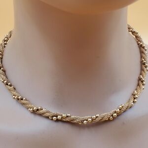 Elegant Gold-tone AVON Vintage Twisted Mesh Chain Necklace